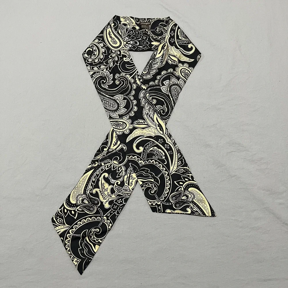 J.McLaughlin Womens Black Cream White Paisley Classic Silk Neck Scarf Cravat